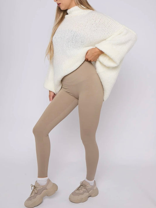 EDIE - Taupe Super Stretch Energy Leggings By Yu & Me