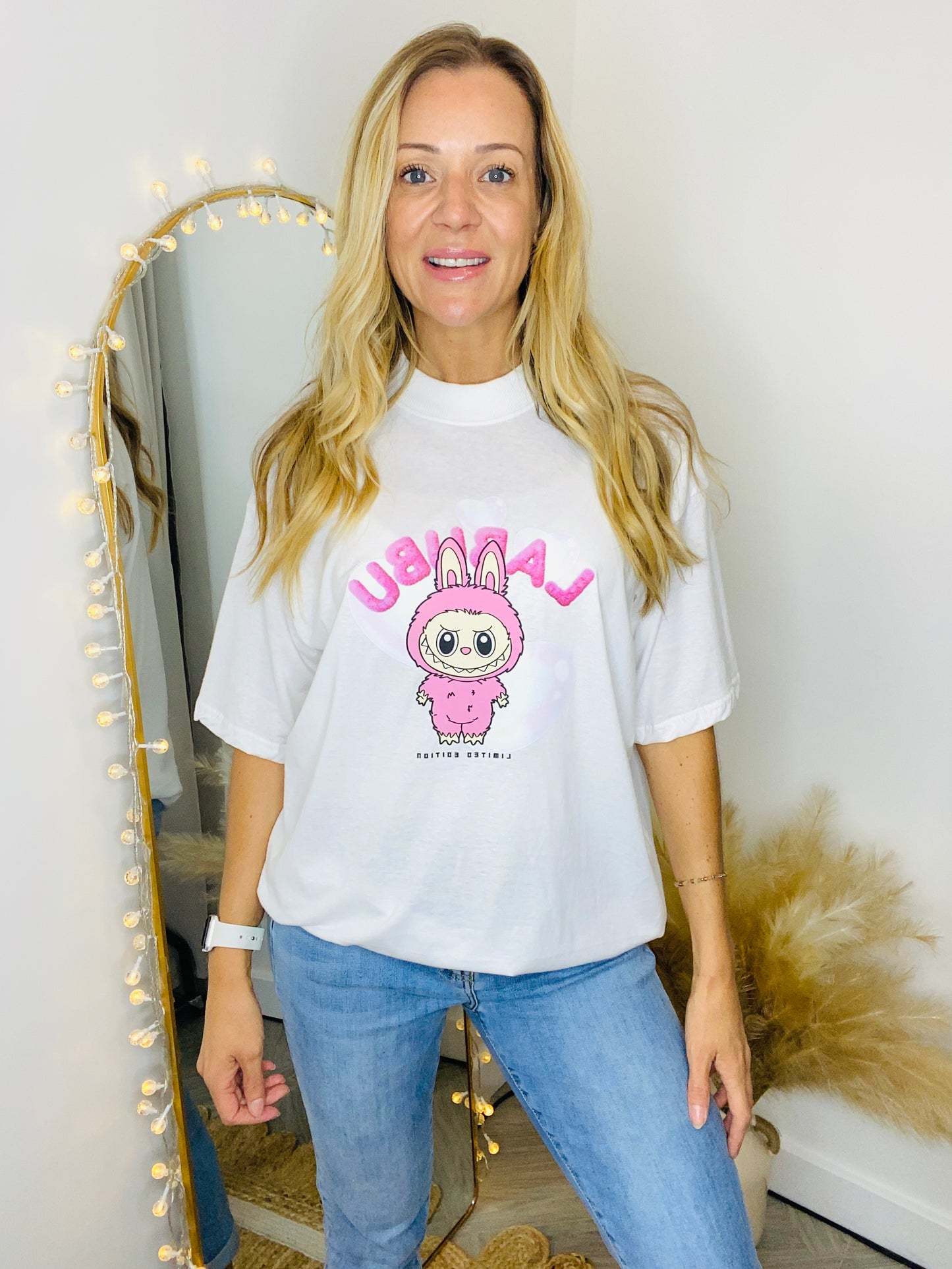 CUTE LABUBU - Ladies Printed T-Shirt In White (CLEARANCE)