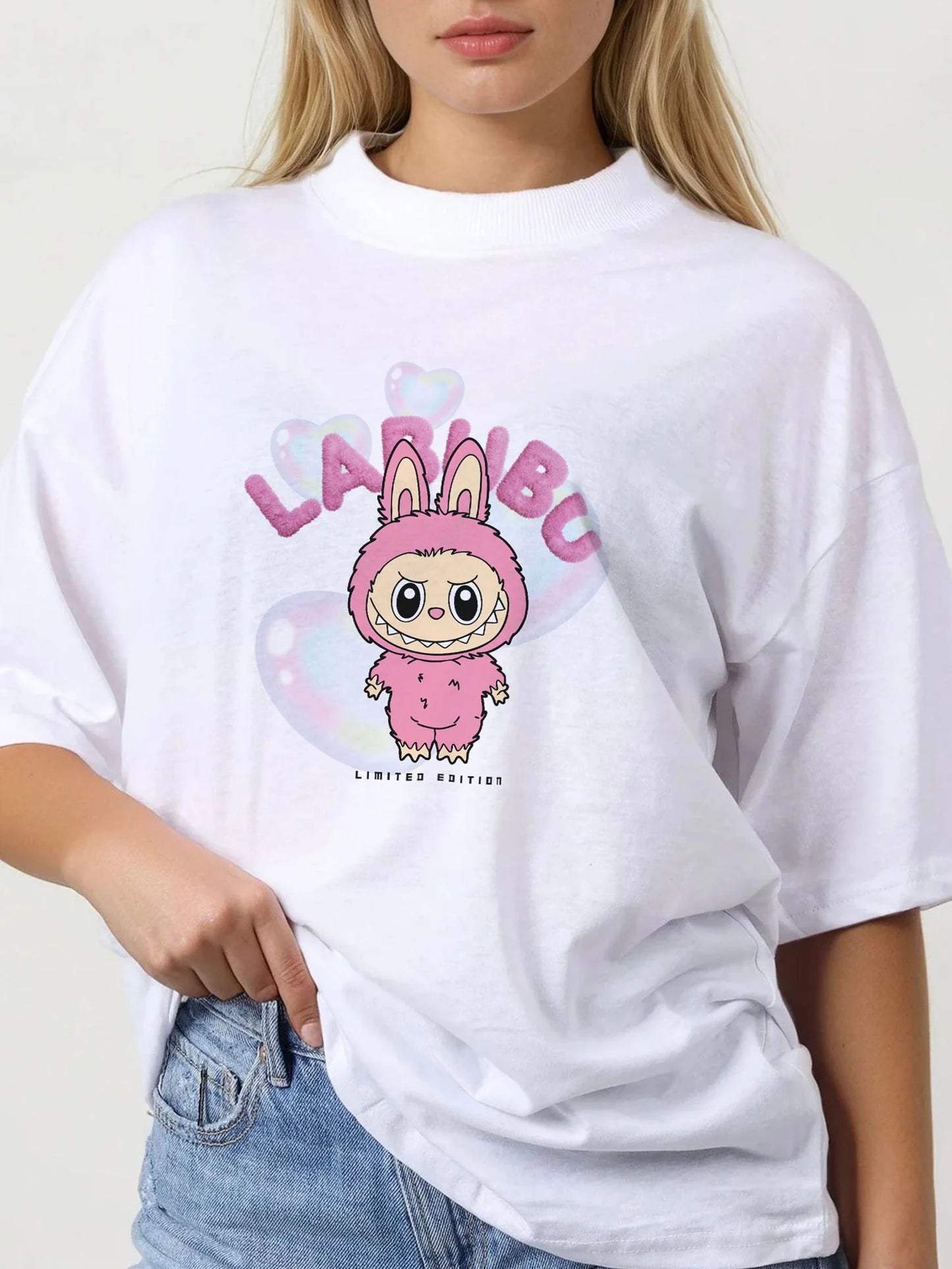 CUTE LABUBU - Ladies Printed T-Shirt In White (CLEARANCE)