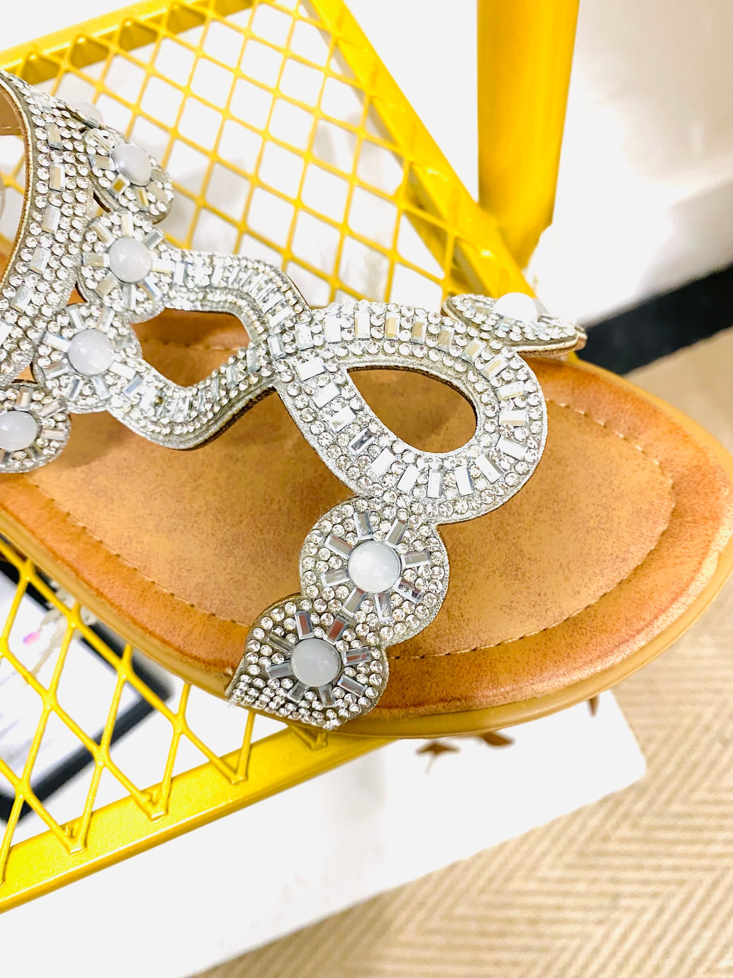 CYPRUS - Diamante Elastic Strap Sandal In Silver (CLEARANCE)