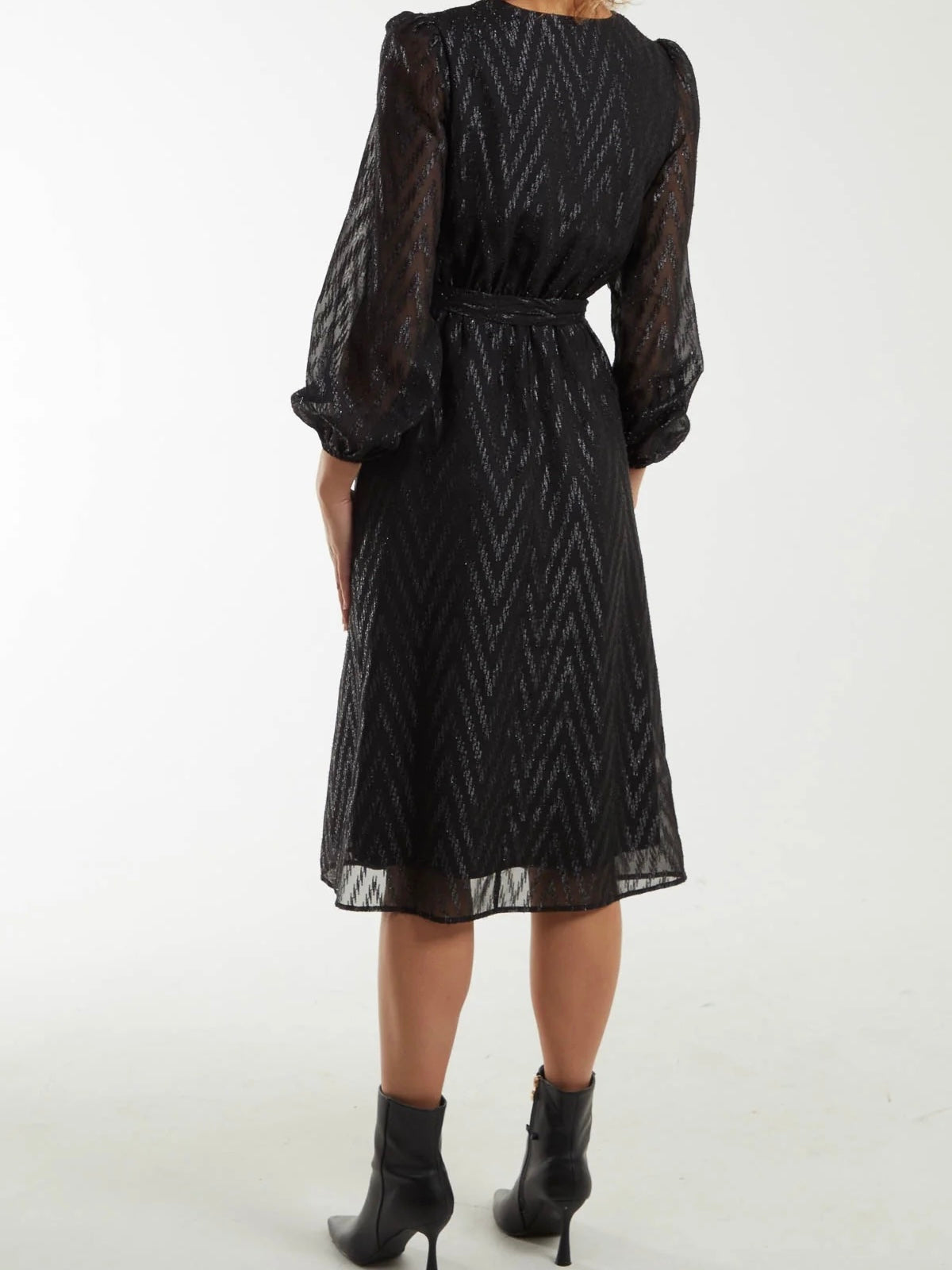 SIA - Black Sparkle Midi Wrap Dress