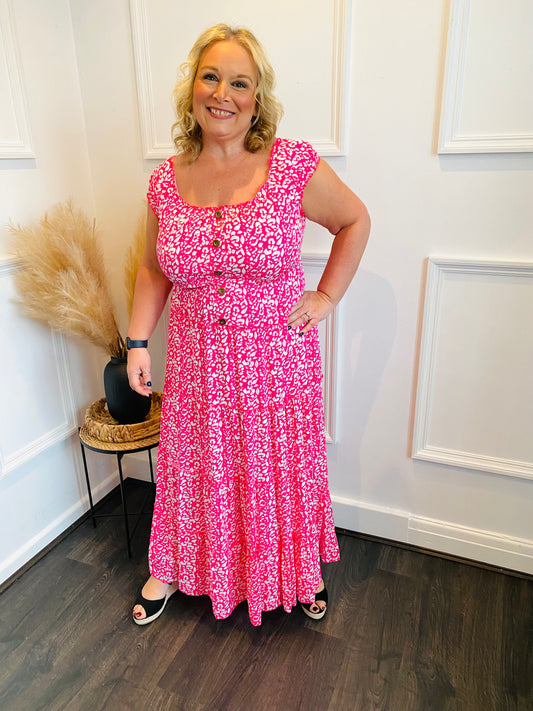 THEA - Pink Sleeveless Bardot Maxi Dress