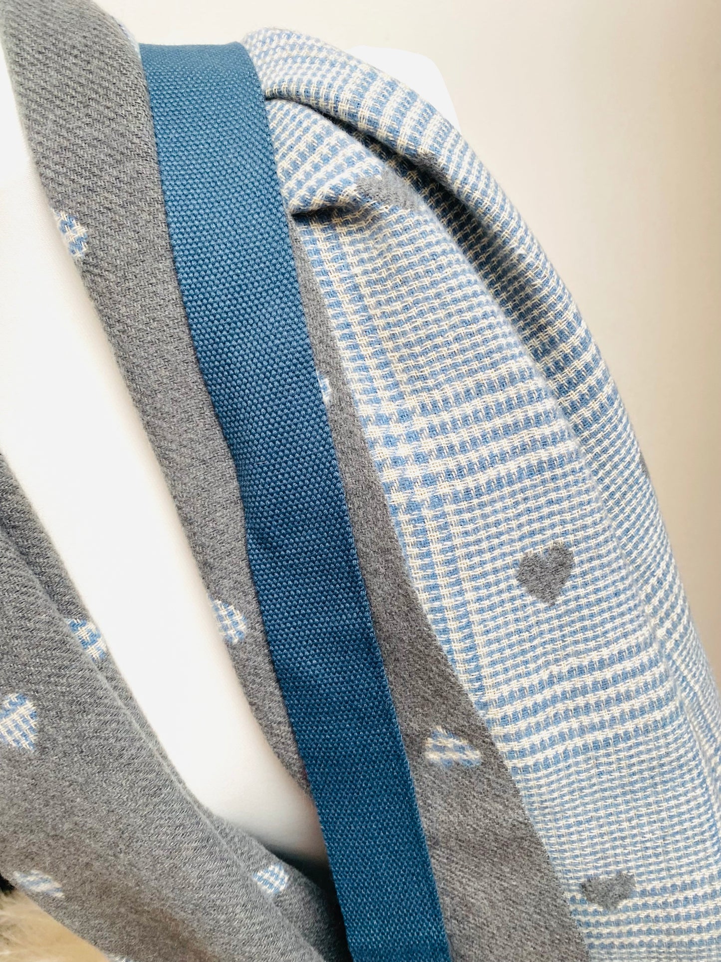 BUNDLE 20 - Blue Crossbody & Blue & Cream Heart Scarf
