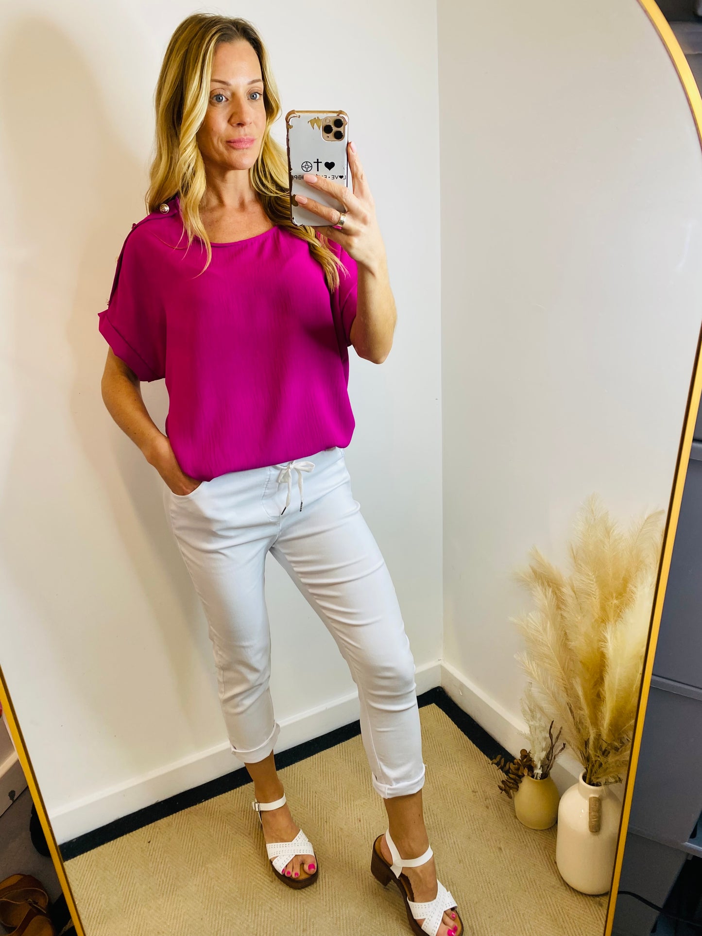 CINZA - Button Short Sleeve Top