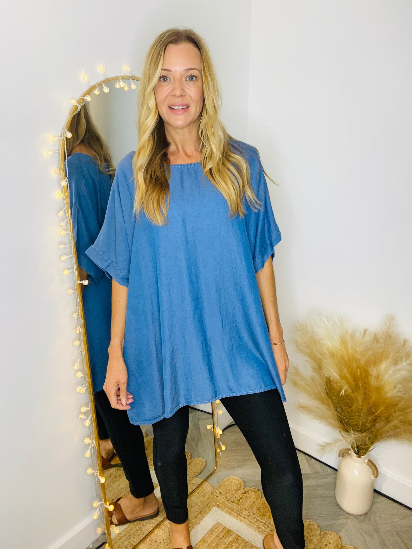 WINNIE - Soft Denim Drop Shoulder Top (CLEARANCE)