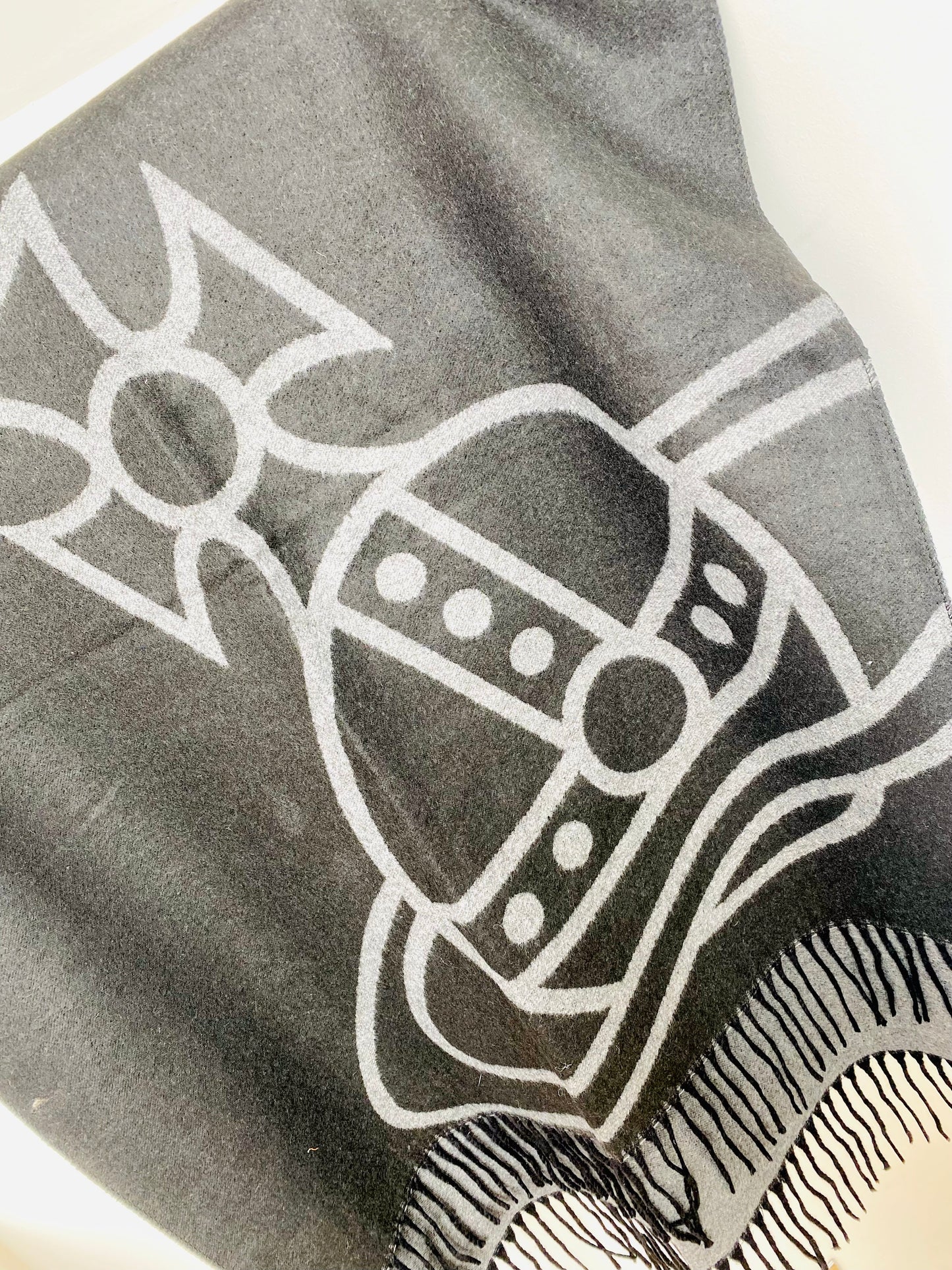 BUNDLE 18 - Grey Crossbody & Grey & Black Two Tone Scarf