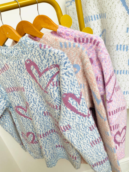 PRECIOUS - Fluffy & Soft Heart Print Jumper