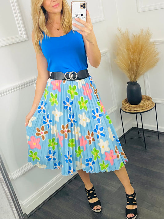 POLLY - Blue Flower Skirt