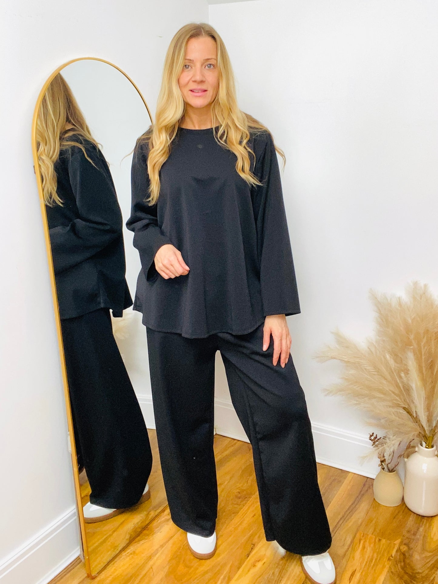 BLACK PLAIN SWEATER CO ORD SET (CLEARANCE)