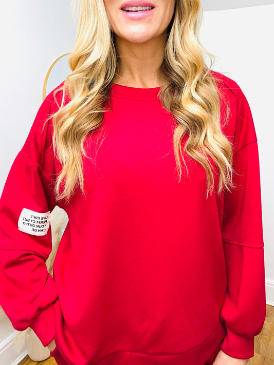 SHELLEY Wine Red Sweatshirt & Cuffed Bottom Jogger Co-ord Set