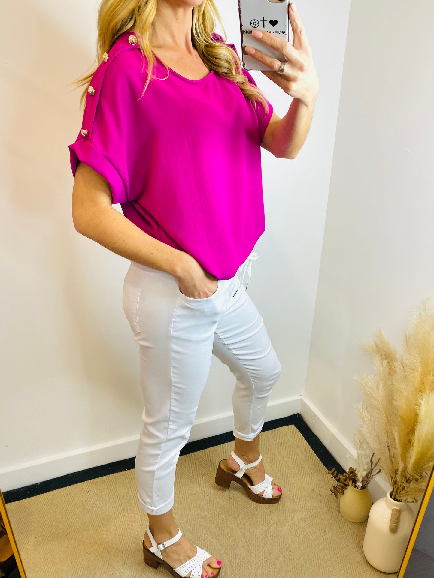 CINZA - Button Short Sleeve Top