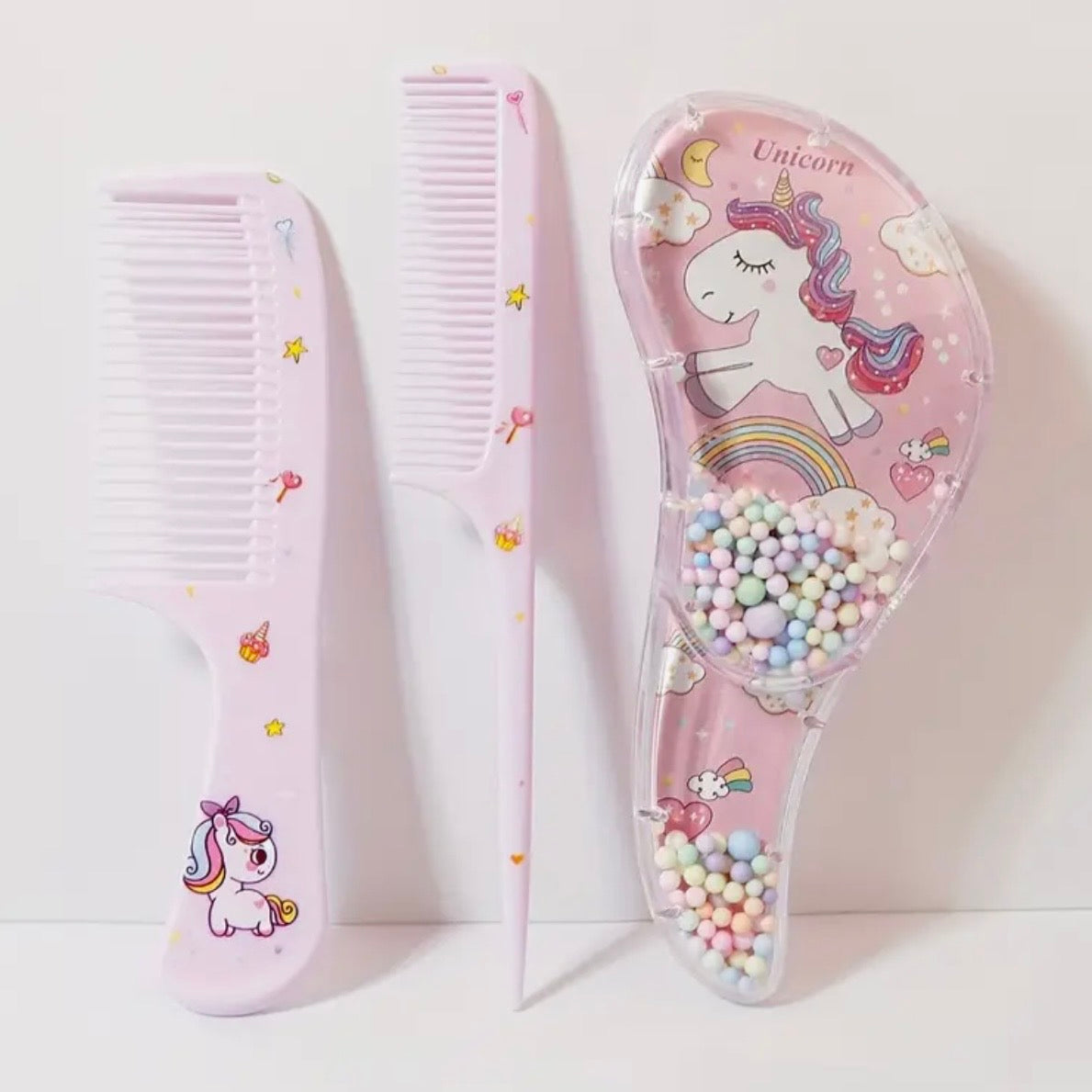 UNICORN 3 PIECE BRUSH & COMB SET