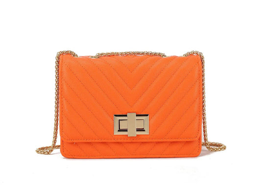 KARRI - Orange Quilted Look Shoulder Bag