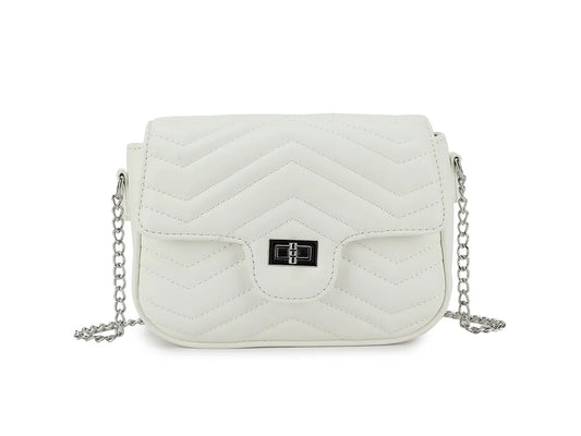 SHANIE - White Quilted Small Shoulder Bag