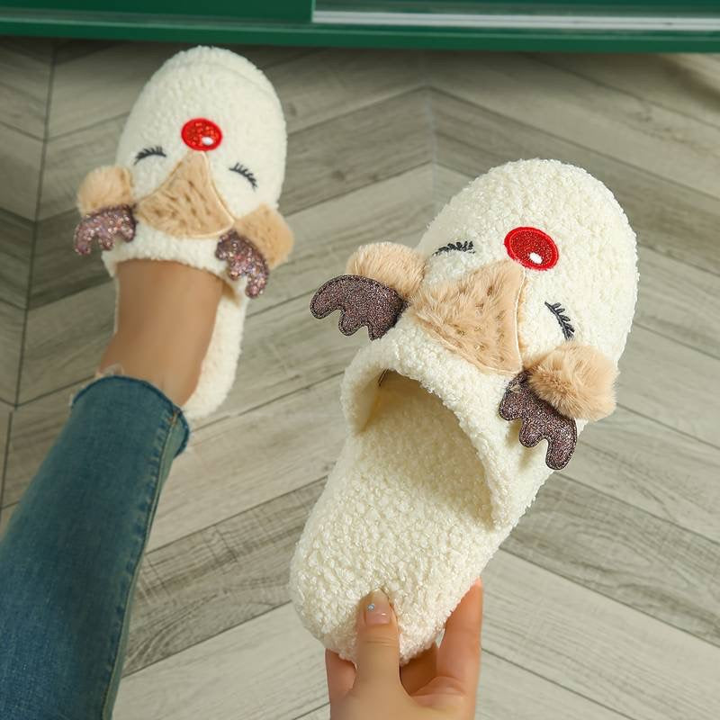 REINDEER - Fluffy Slipper With Rubber Sole