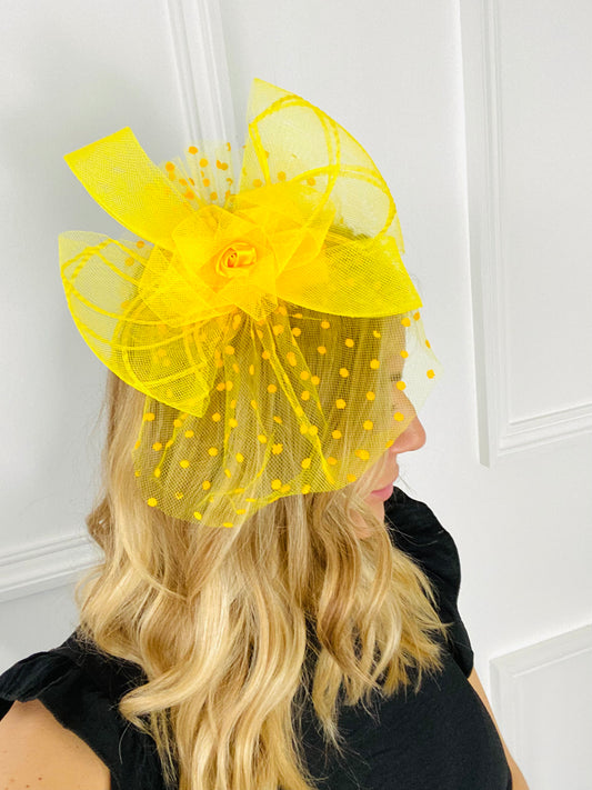 FASCINATOR - Yellow Polka Dot Rose (CLEARANCE)