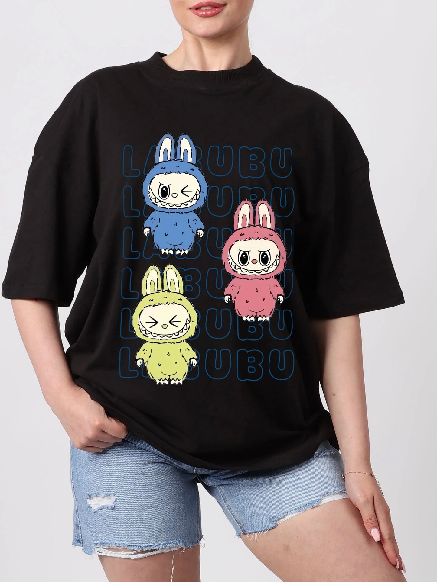 MONSTER LABUBU - Ladies Printed T-Shirt In Black (CLEARANCE)