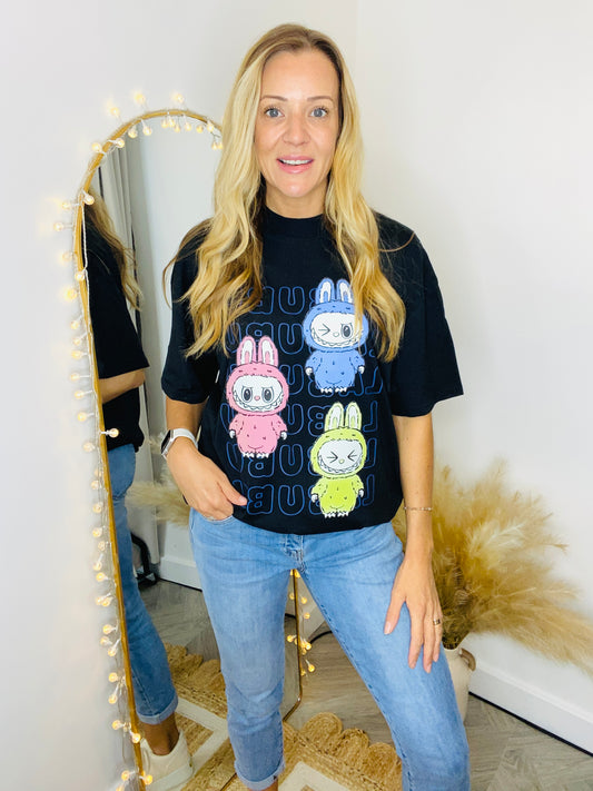 MONSTER LABUBU - Ladies Printed T-Shirt In Black (CLEARANCE)