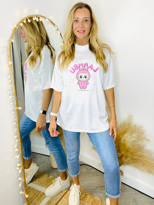 CUTE LABUBU - Ladies Printed T-Shirt In White (CLEARANCE)