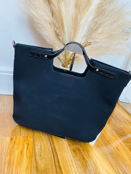 Black Faux Suede Tote Bag