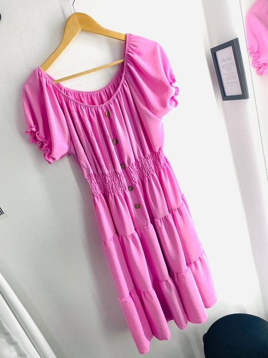 IREE - Pale Pink Panelled Plain Dress