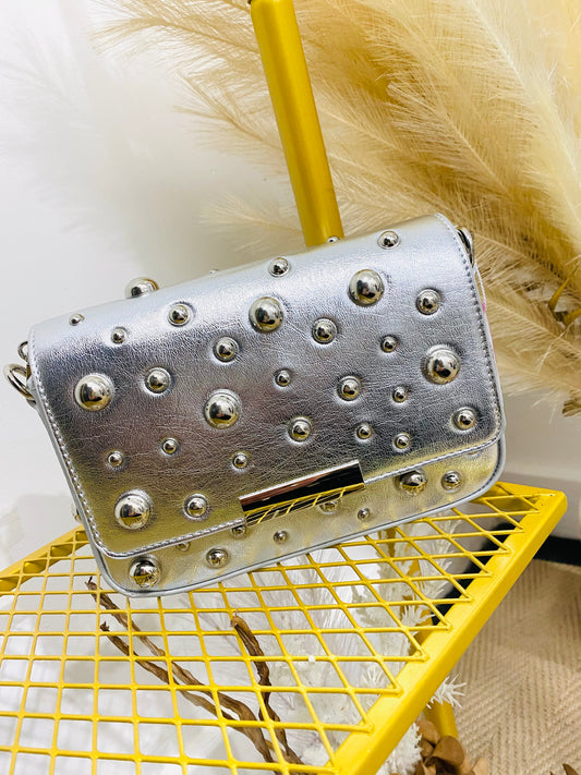IMOGEN - Silver Ball Stud Shoulder Bag