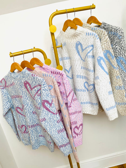 PRECIOUS - Fluffy & Soft Heart Print Jumper