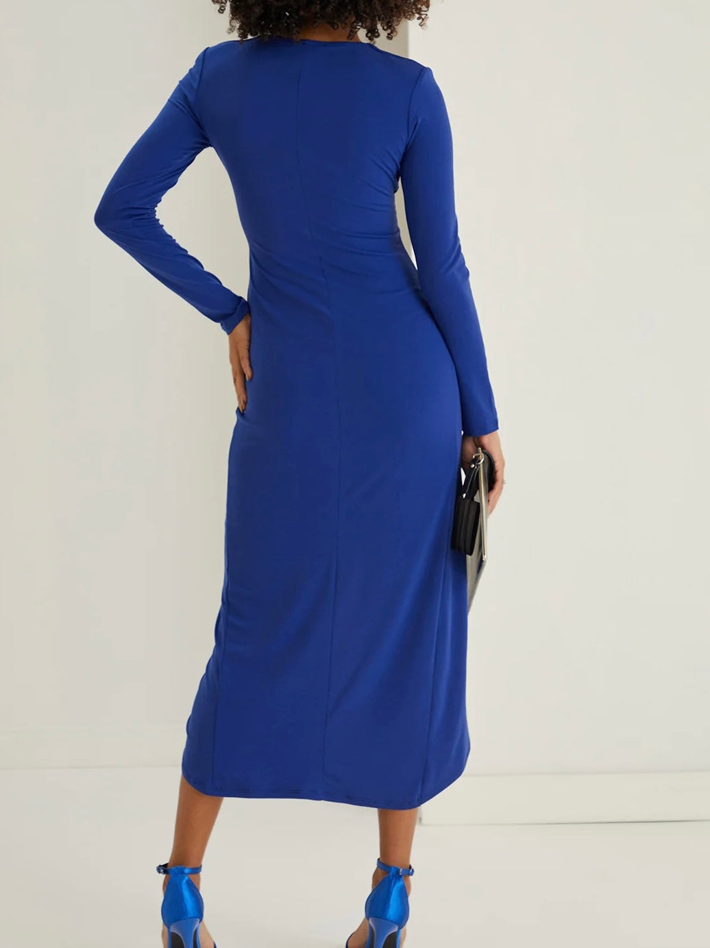 CLOUDAGH Blue Drape Midi Dress