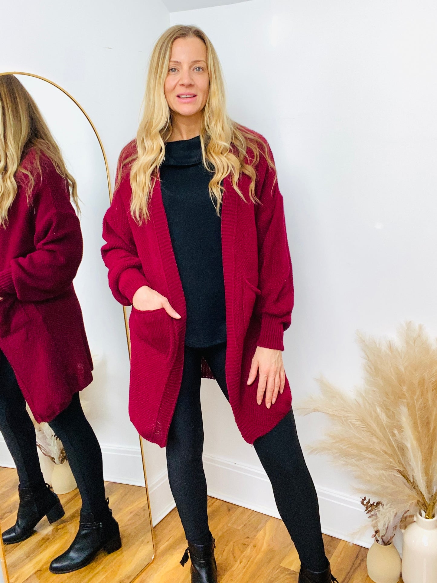 WINE KNIT CARDIGAN (CLEARANCE)