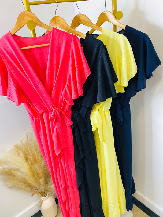 DARA - Plain Ruffe Wrap Style Dress