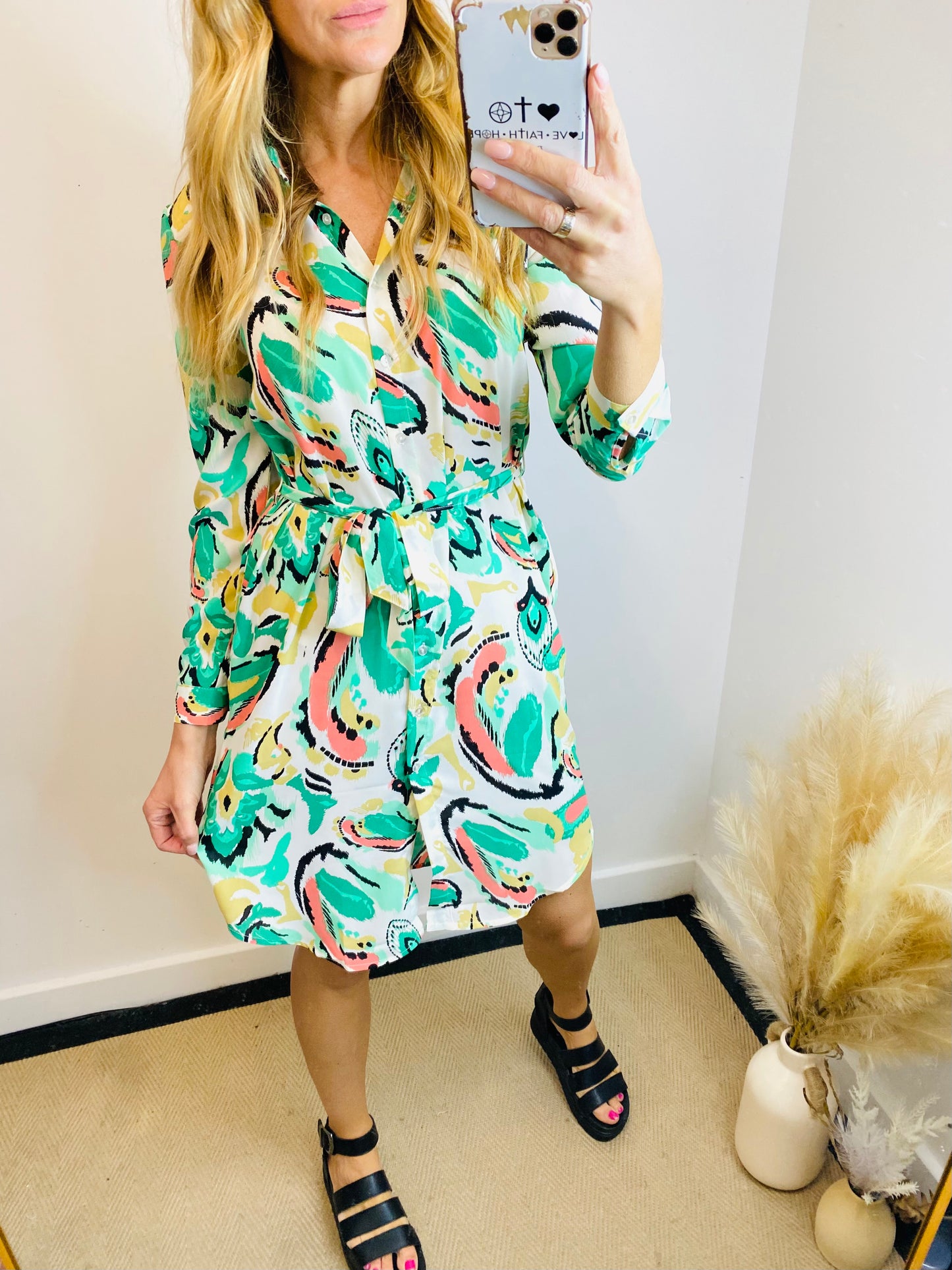 HONEY - Multi Print Mini Shirt Dress