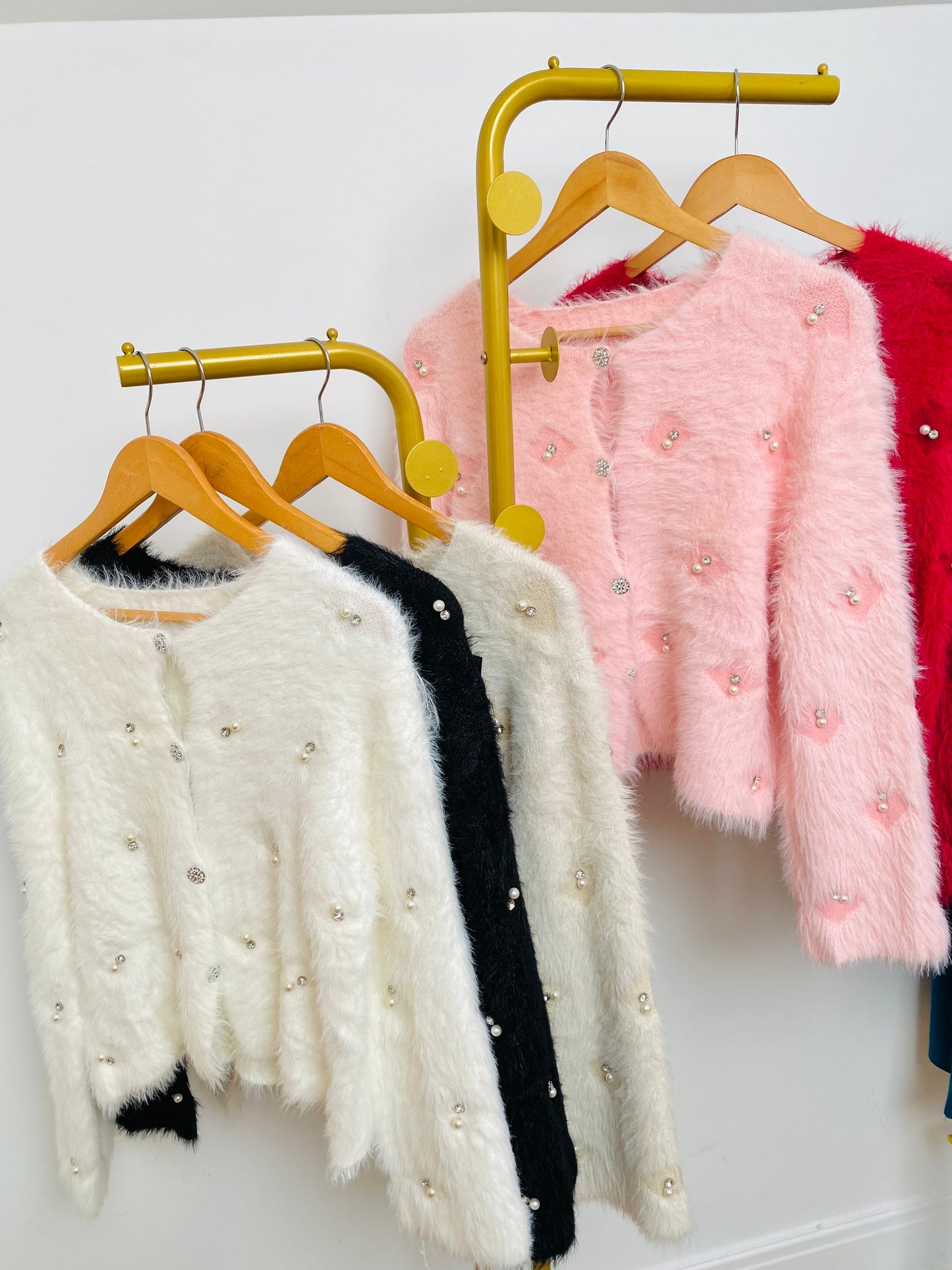 OLIVIA - Diamante & Pearl Super Fluffy Cardigan