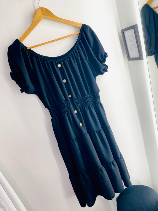 IREE - Black Panelled Plain Dress
