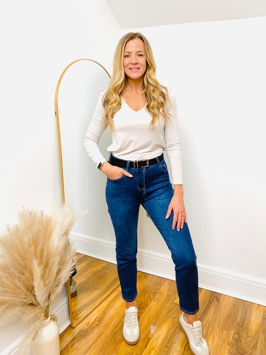 PEBBLES - Dark Blue Denim Wash Mom Jeans By G-Smack