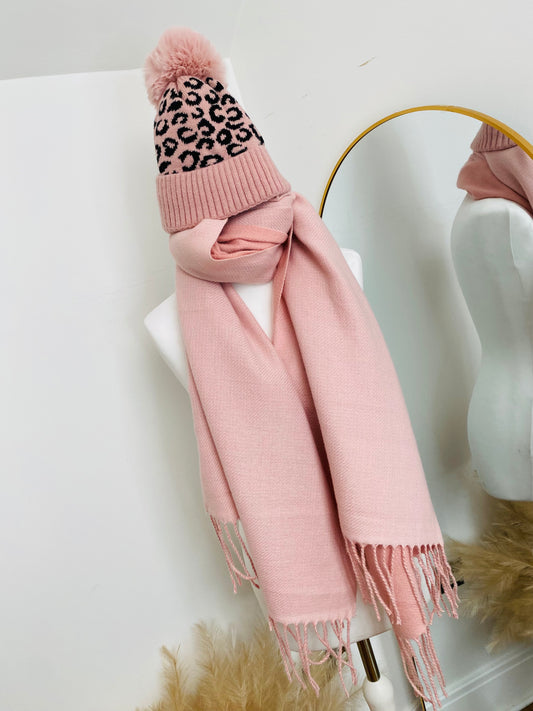 Pink Leopard Fleece Lined Hat