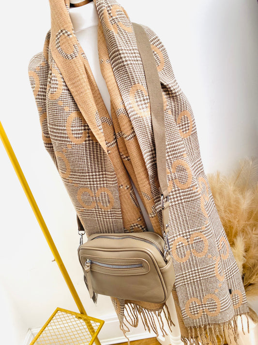 BUNDLE 19 - Mocha Crossbody & Caramel & Cream Scarf