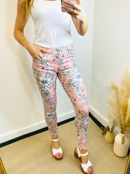 FLO - Toxik Skinny Floral Jeans In Pink