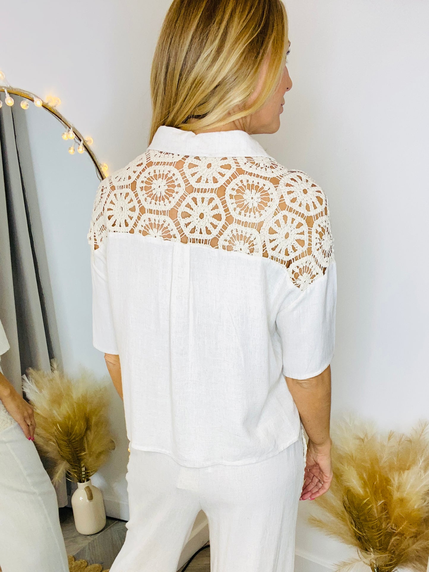 MARTIKA - Linen Shirt With Crochet Detail Co-ord Set