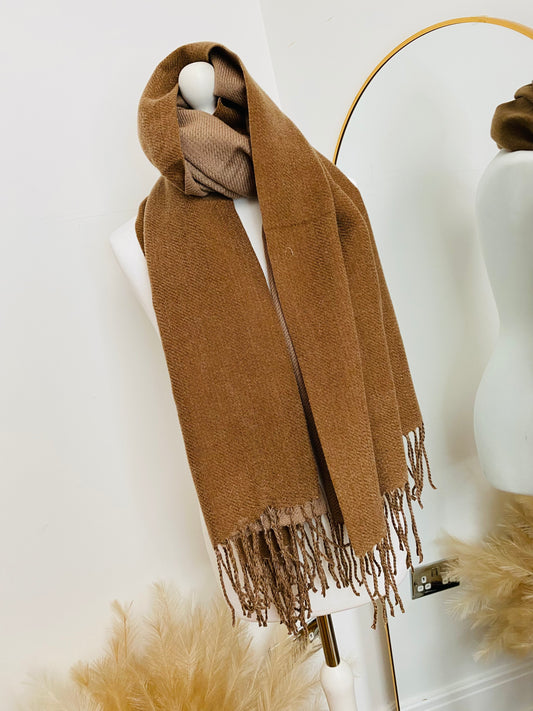 Mocha Plain Tassel Scarf
