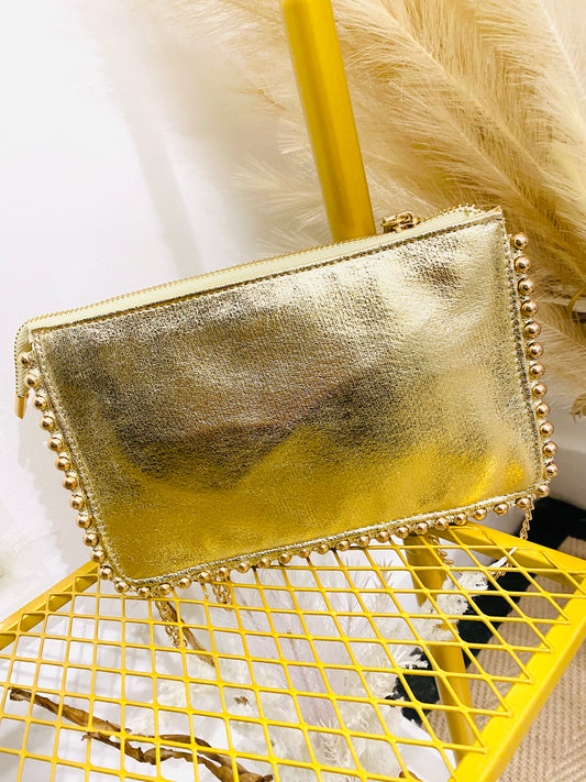 ZARA - Gold Clutch With Stud Detail