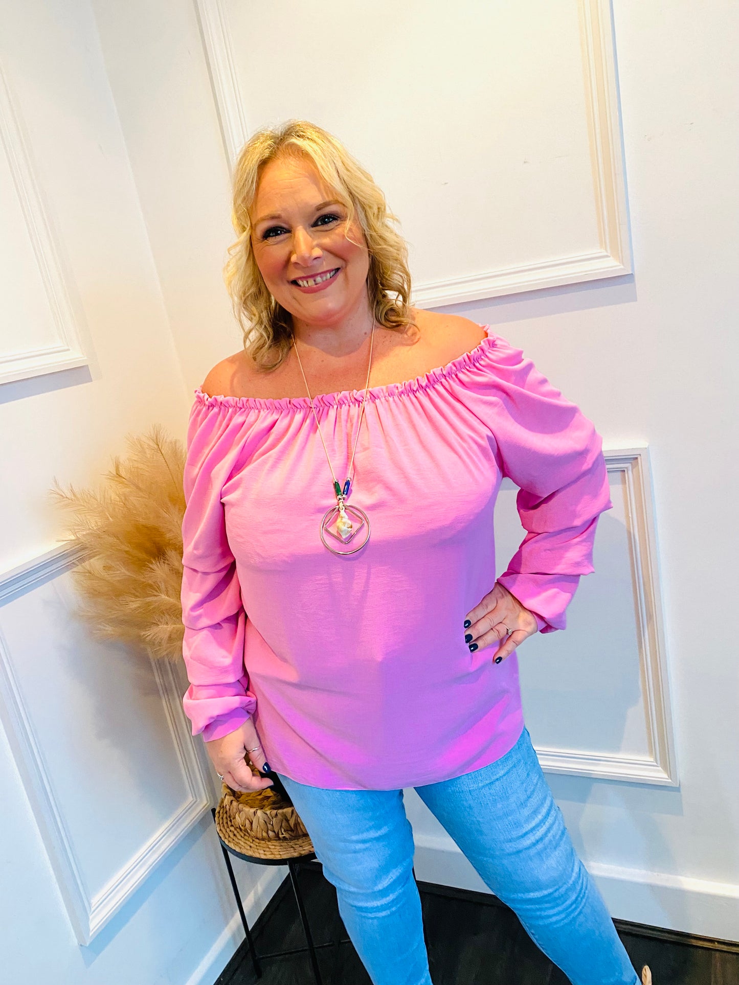 GYPSY - Pink Ruched Long Sleeve Top