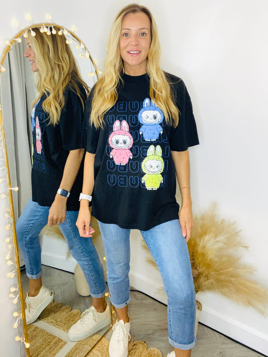 MONSTER LABUBU - Ladies Printed T-Shirt In Black (CLEARANCE)