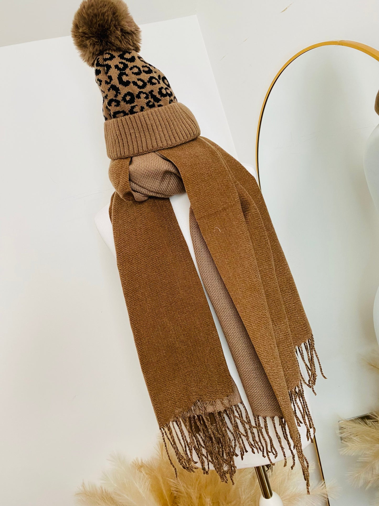 Mocha Leopard Fleece Lined Hat