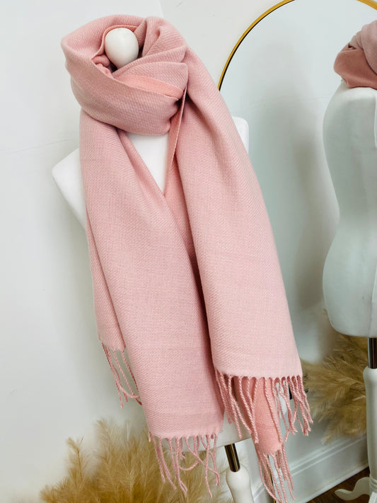 Pink Plain Tassel Scarf