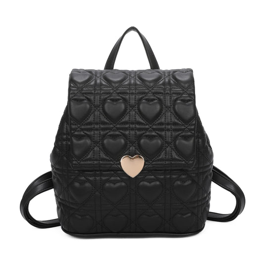 RYANN - Black Quilted Heart Backpack