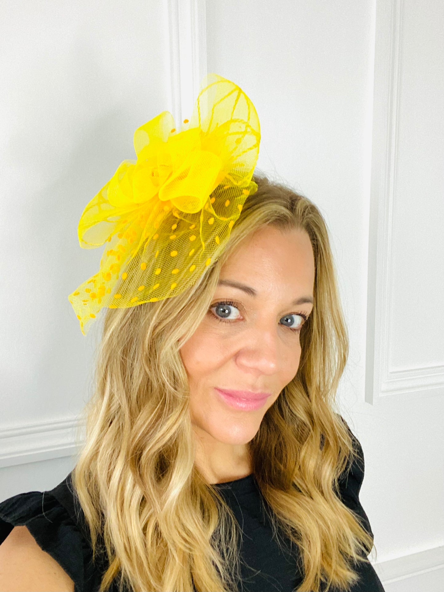 FASCINATOR - Yellow Polka Dot Rose